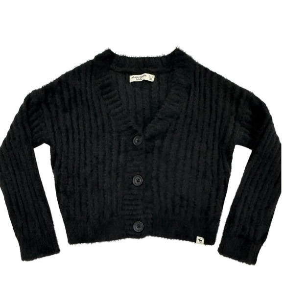 abercrombie kids Other - Abercrombie Kids Girls Black Fuzzy Eyelash Knit Cardigan Sweater Size 7/8 K53